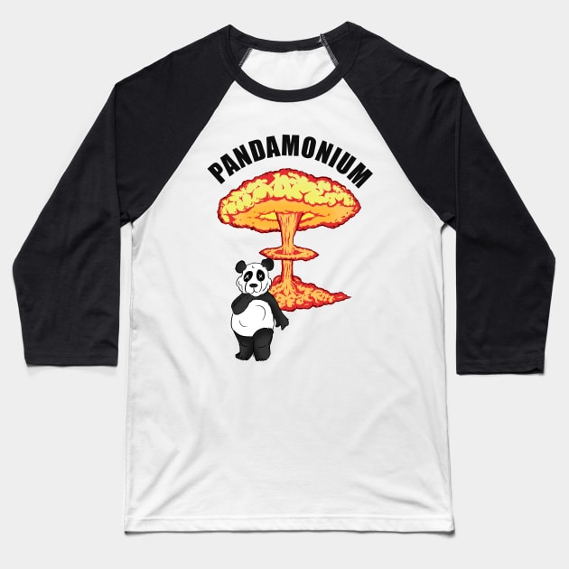 PANDAMONIUM Baseball T-Shirt by Barnyardy